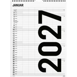 Familiekalender væg - 340x483mm - 7 kol. - Sort / Hvid - 2027 - Mayland - 27066560
