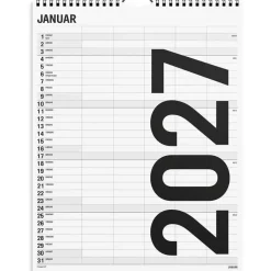 Familiekalender væg - 295x393mm - 5 kol. - Sort / Hvid - 2027 - Mayland - 27066550