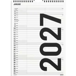 Familiekalender væg - 210x320mm - 2 kol. - Sort / Hvid - 2027 - Mayland - 27066510