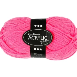 Fantasia Polyacrylgarn, L: 80 M, pind 4,5-5, neon pink, 50 g/ 1 ngl.