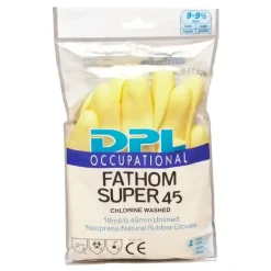 Fantom Super 45 - Gul Neoprene/Latex handske uden velour - Størrelse 9-9,5 - 12 stk