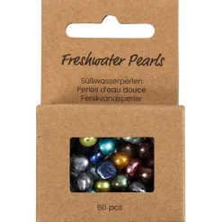 Ferskvandsperler, diam. 5-6 mm, hulstr. 0,5 mm, perlemorsfarver, 60stk./ 1 pk.