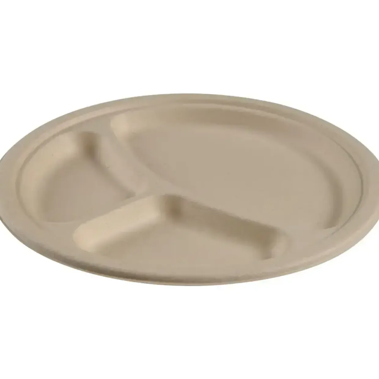 Fibertallerken, ABENA Gastro, Ø26cm, nature, sukkerrør, 3-rums - 500 stk