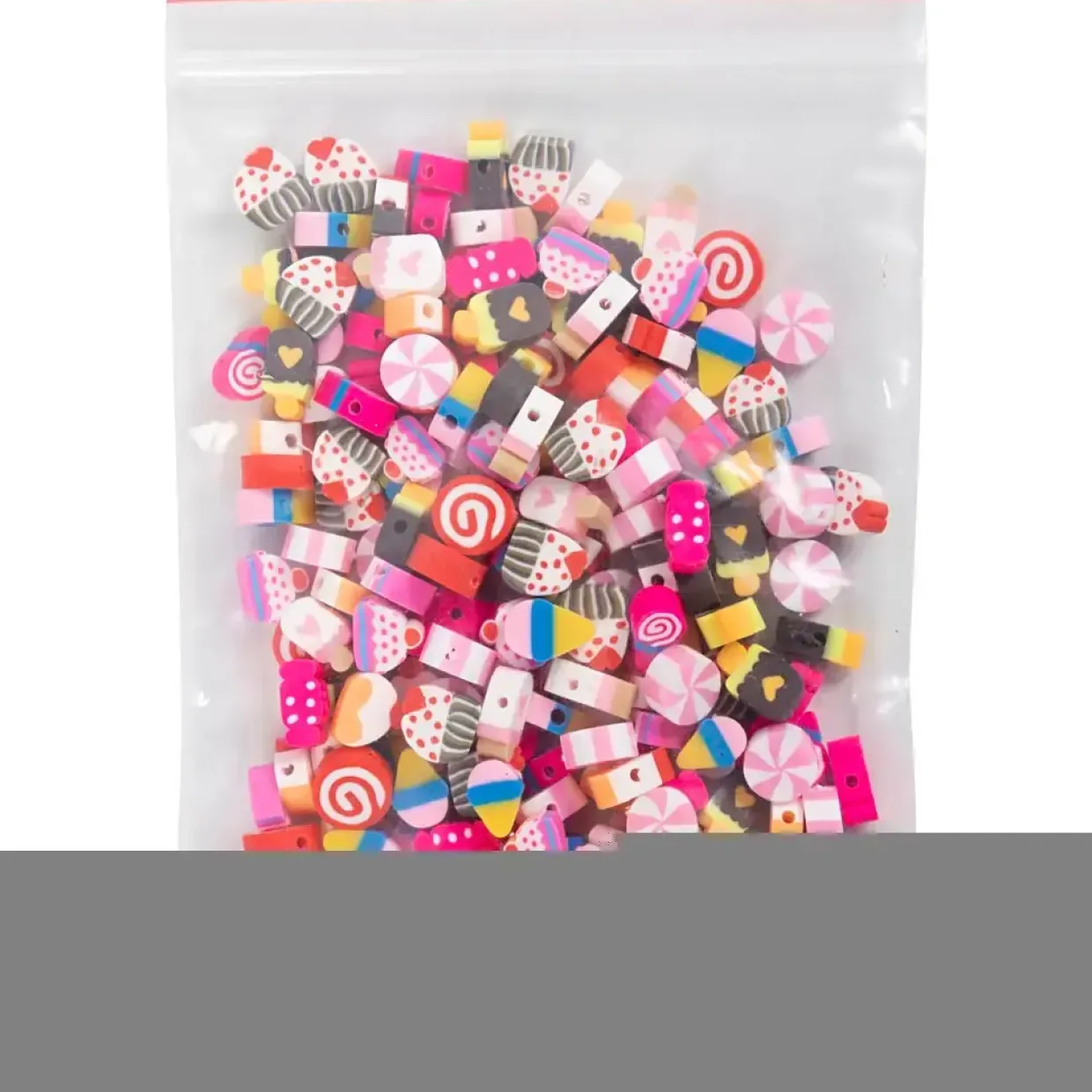 Figurperler Slik kager og is diam. 10 mm hulstr. 1,5 mm - 200 stk