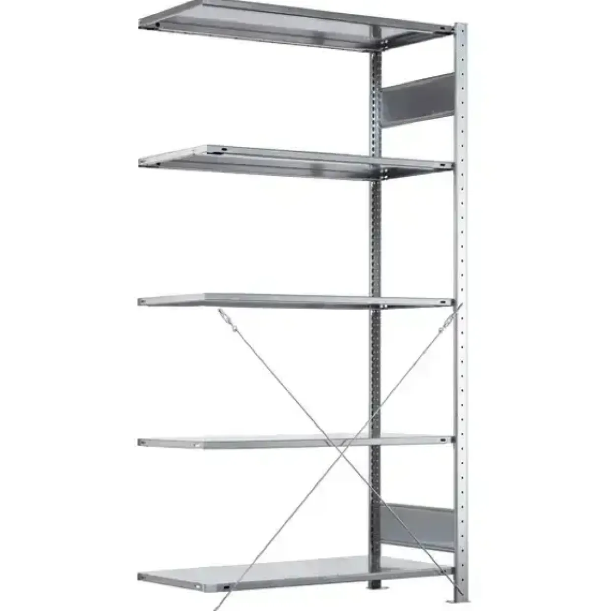 Følgesektion Boltless lagerreol, rygkryds 2000x750x300 250 kg/hylde