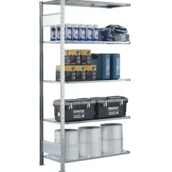 Følgesektion Boltless lagerreol, bjælker 2000x750x600 250 kg/hylde