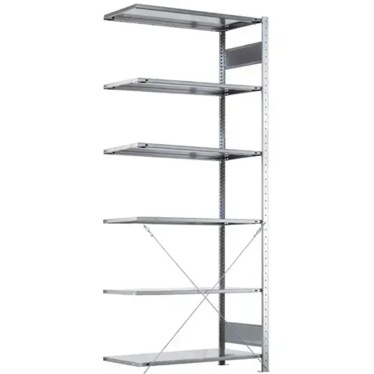 Følgesektion Boltless lagerreol, rygkryds 2500x750x800 250 kg/hylde