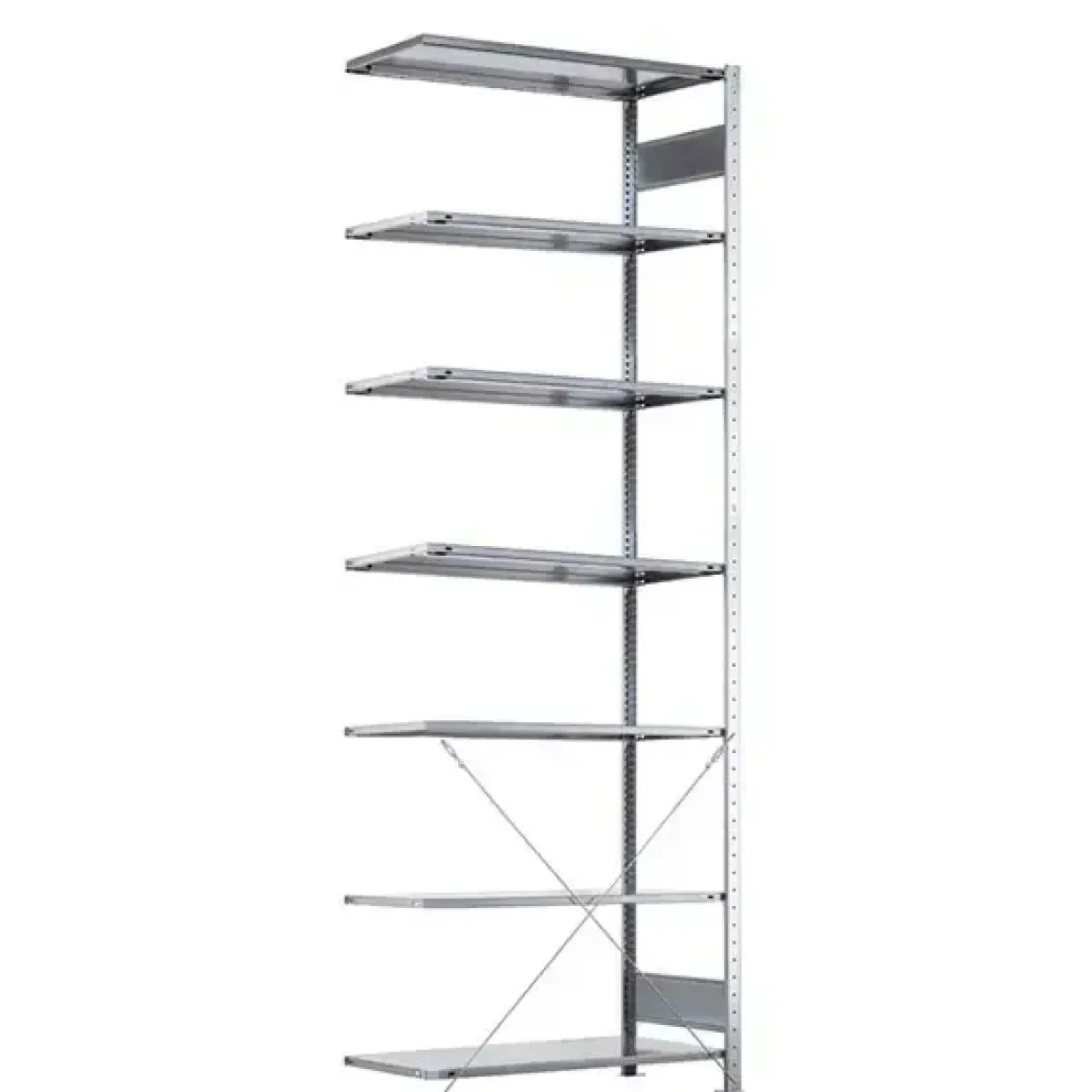 Følgesektion Boltless lagerreol, rygkryds 3000x750x800 150 kg/hylde