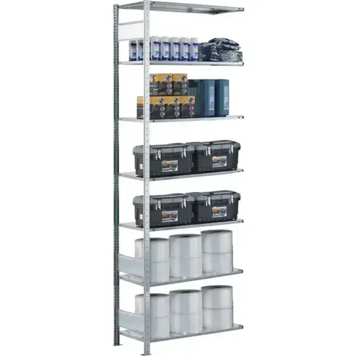 Følgesektion Boltless lagerreol, bjælker 3000x750x400 150 kg/hylde