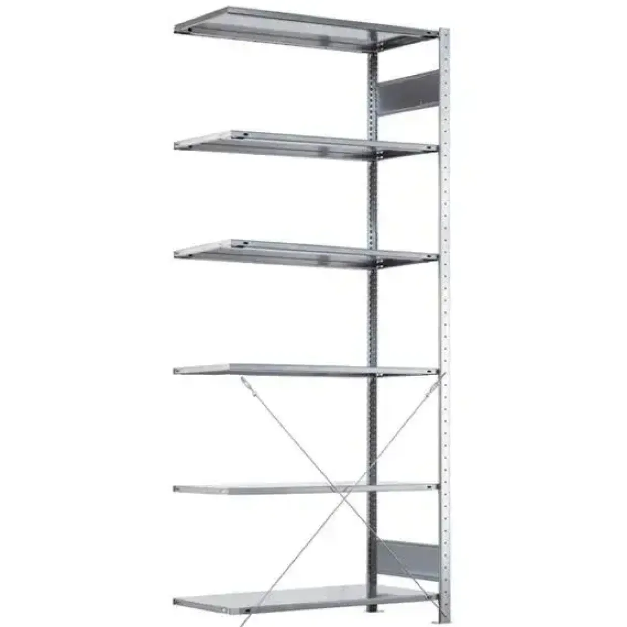 Følgesektion Boltless lagerreol, rygkryds 2500x1300x400 250 kg/hylde
