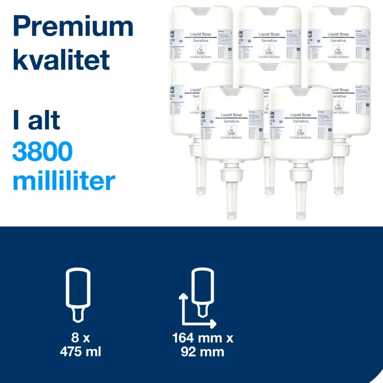 Flydende Sæbe Tork 420702 Extra Mild Mini S2 - 8 flasker á 475 ml - 8 stk