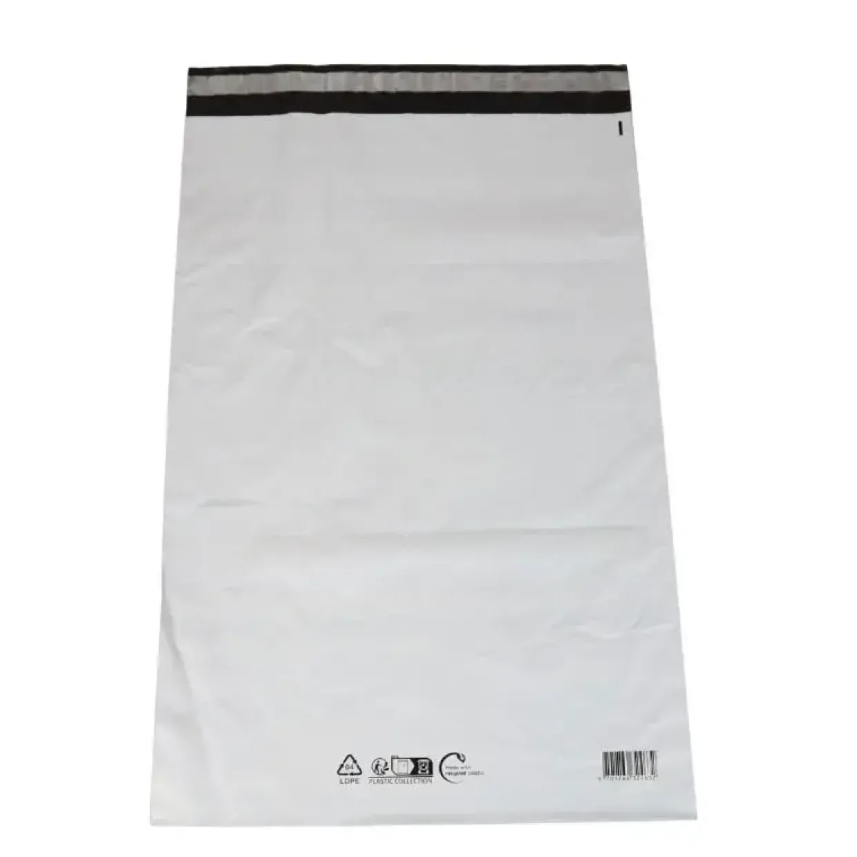 Forsendelsespose, Coex, 50 µm, LD-PE sort/hvid, 400x600mm permanent tape lukning, pakke a 100 stk