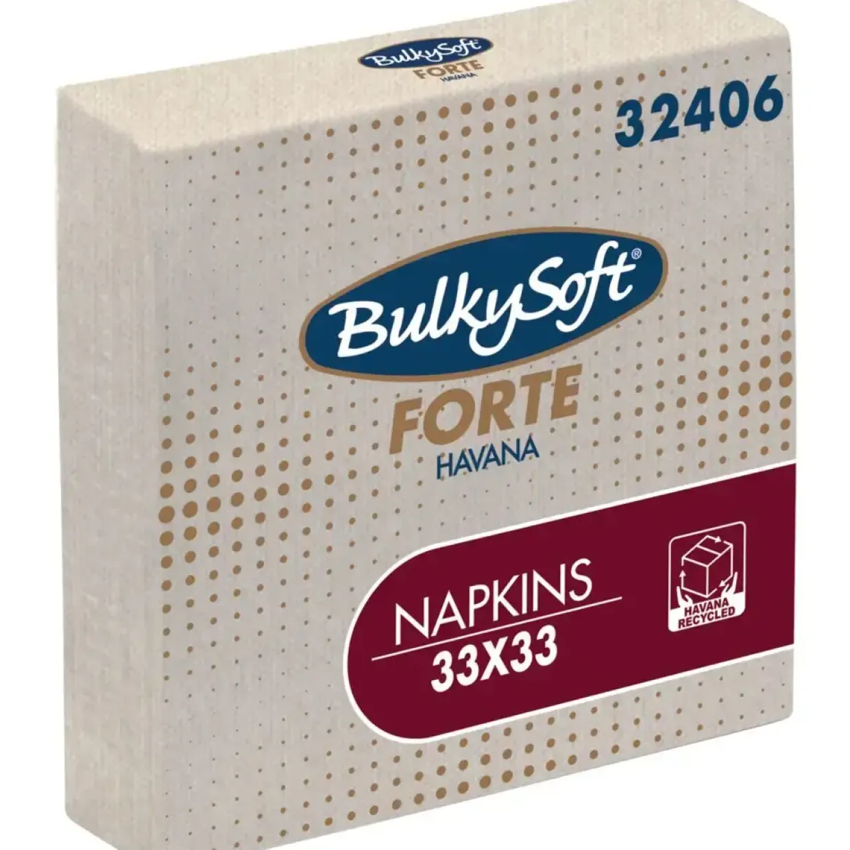 Frokostservietter Bulkysoft Havana 2-lags 1|4 fold 33x33cm sand genanvendt papir - 20 pakker