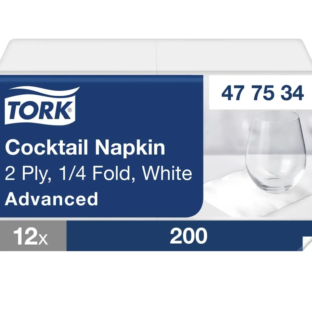 Frokostserviet - Tork Advanced 477534 - 2-lags - Hvid - 24x24 cm - 2400 stk