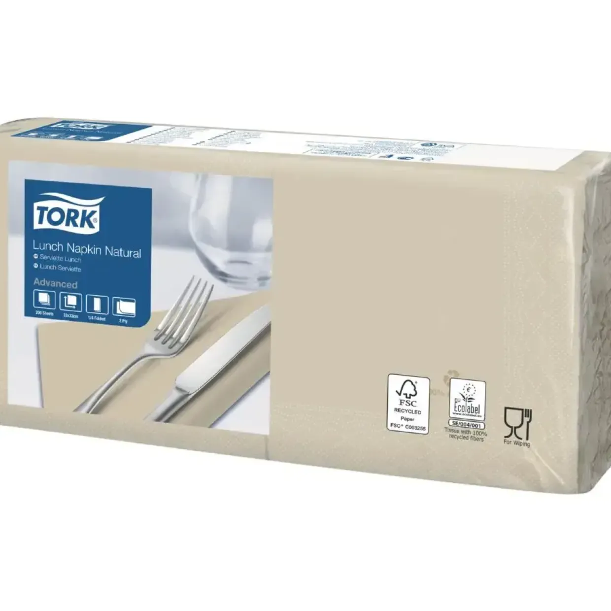 Frokostserviet Tork Advanced 477350 - 2-lags 1|4 fold 33x32,5cm natur - 2000 stk