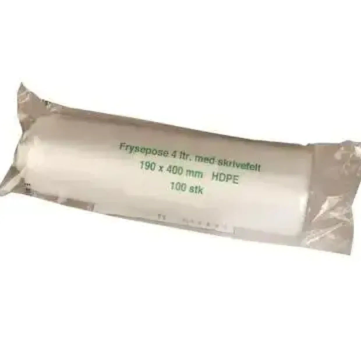 Frysepose med skrivefelt 4 ltr 190x400 mm 20my HDPE - 25 rl x 100 stk/krt