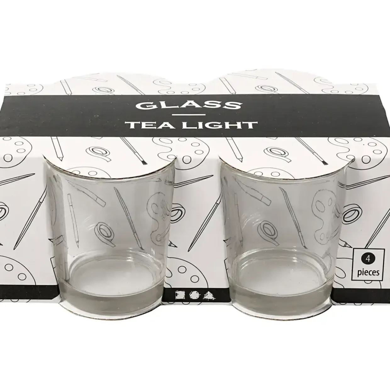 Fyrfadsstager glas H: 6,5 cm diam. 4,5 cm - 4stk.