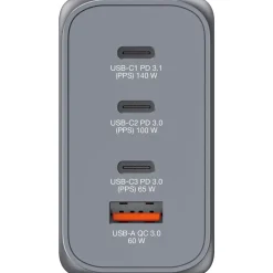 GaN-oplader – Verbatim GNC-240 – 4-port – 240W – USB-A/USB-C