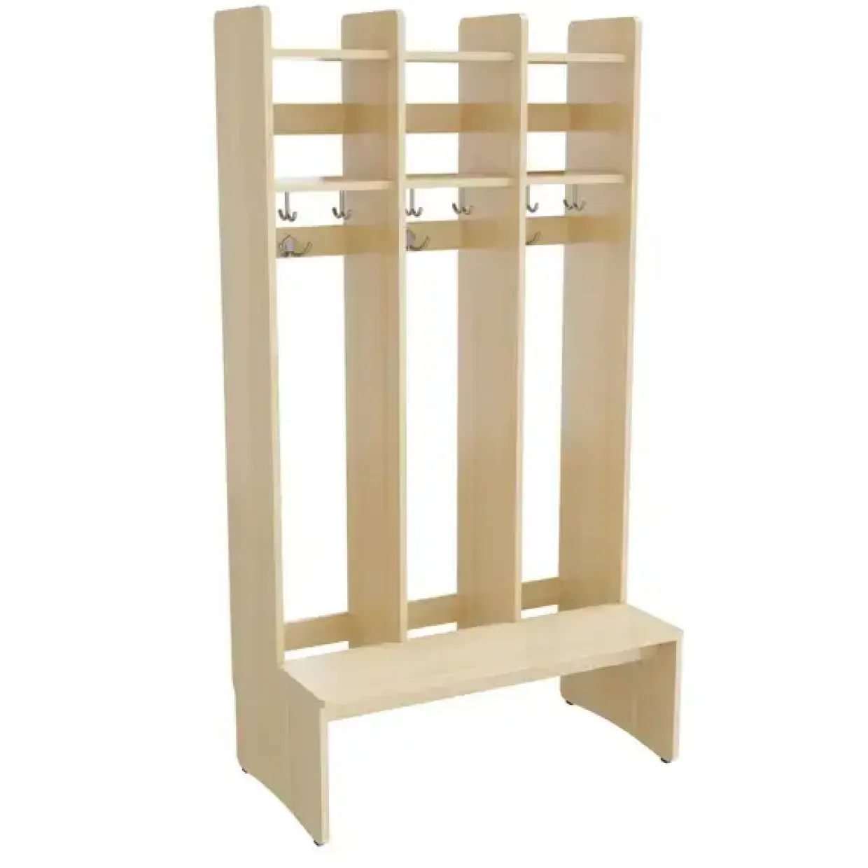 Garderobe børn Eira Light, gulvmodel 3 pladser, 250 mm rumbredde, naturfarvet krydsfinér