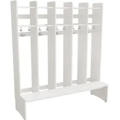 Garderobe børn Eira Light, gulvmodel 5 pladser, 220 mm rumbredde, hvidpigmenteret krydsfinér