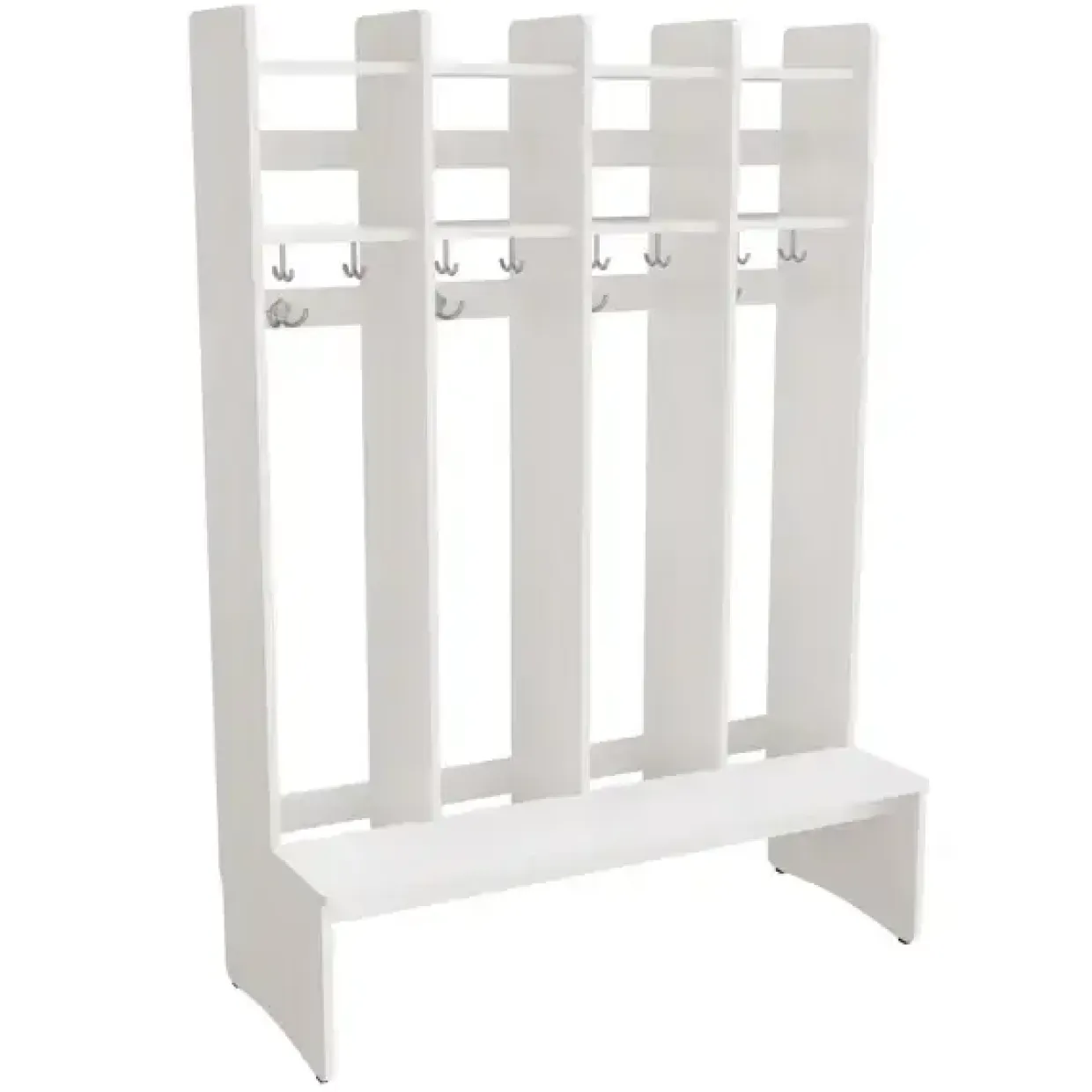 Garderobe børn Eira Light, gulvmodel 4 pladser, 250 mm rumbredde, hvidpigmenteret krydsfinér