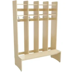 Garderobe børn Eira Light, gulvmodel 4 pladser, 220 mm rumbredde, naturfarvet krydsfinér