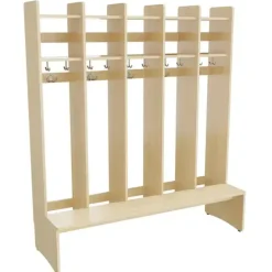 Garderobe børn Eira Light, gulvmodel 5 pladser, 250 mm rumbredde, naturfarvet krydsfinér
