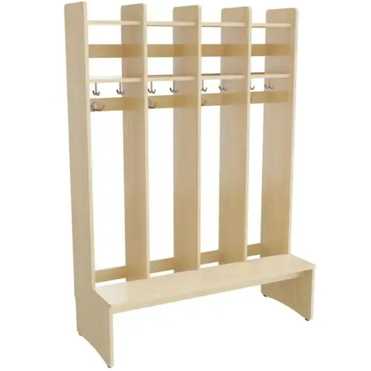 Garderobe børn Eira Light, gulvmodel 4 pladser, 280 mm rumbredde, naturfarvet krydsfinér