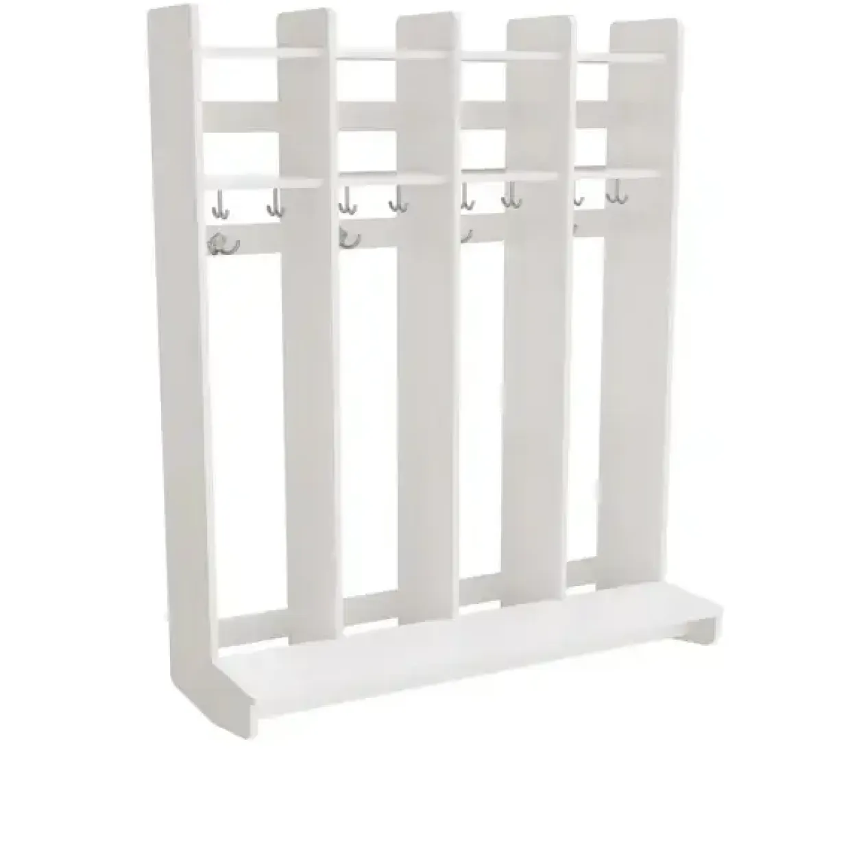 Garderobe børn Eira Light, vægmodel 4 pladser, hvidpigmenteret krydsfinér, rumbredde 250 mm
