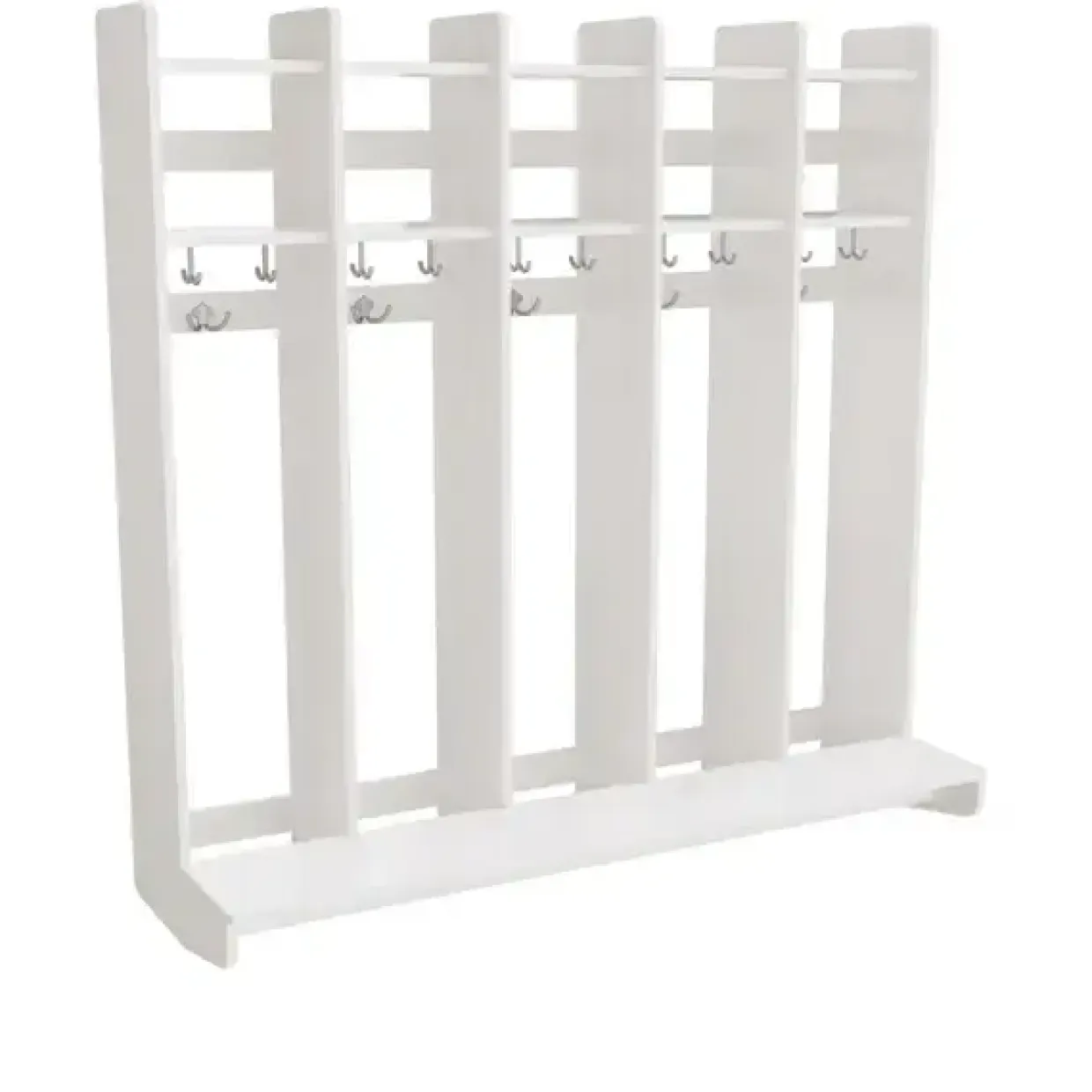 Garderobe børn Eira Light, vægmodel 5 pladser, hvidpigmenteret krydsfinér, rumbredde 250 mm