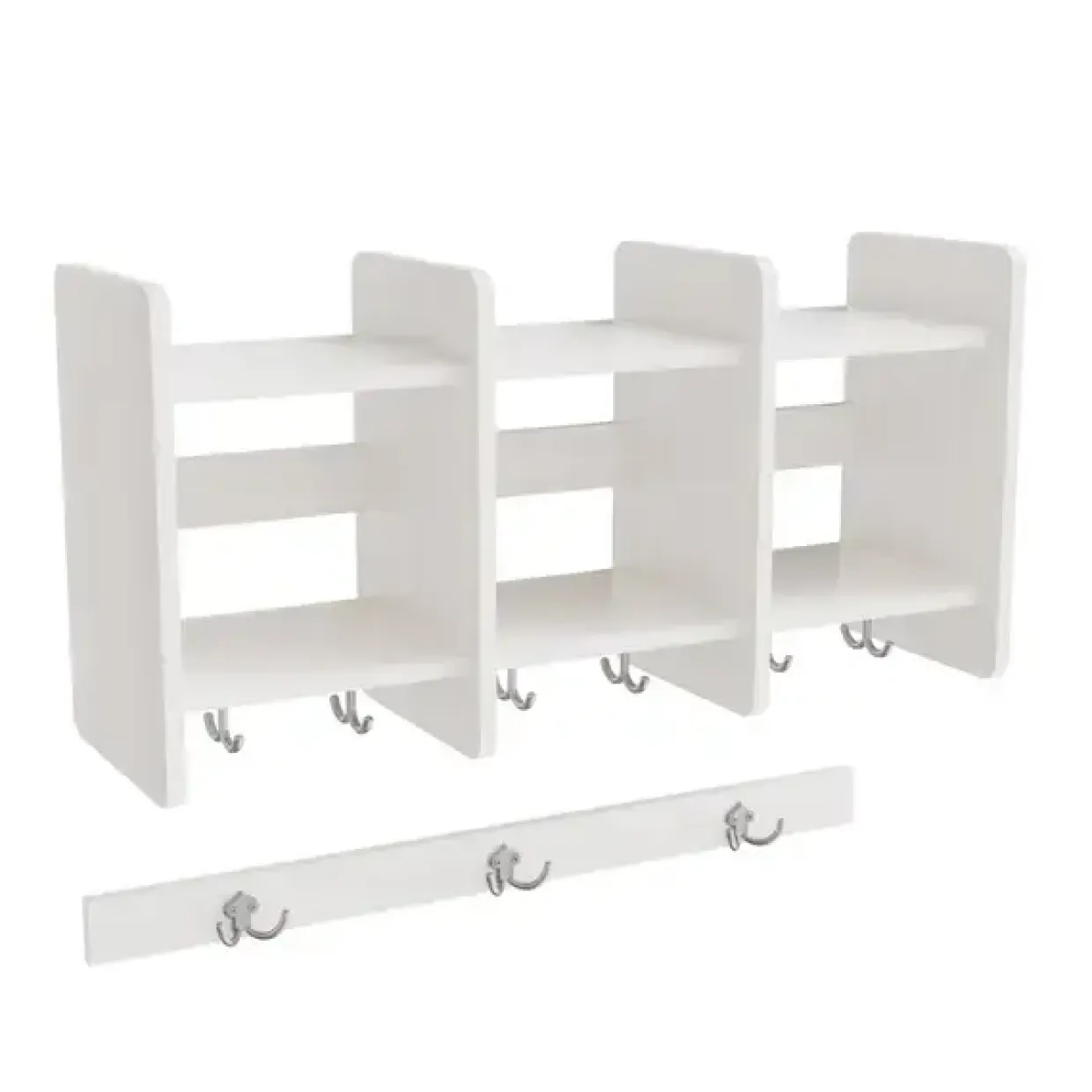 Garderobeindretning Eira Light, overhylde 3 pladser, 280 mm rumbredde, hvidpigmenteret krydsfinér