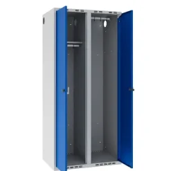 Garderobeskab POC, lige tag og blå døre - 800 x 550 x 1752 mm