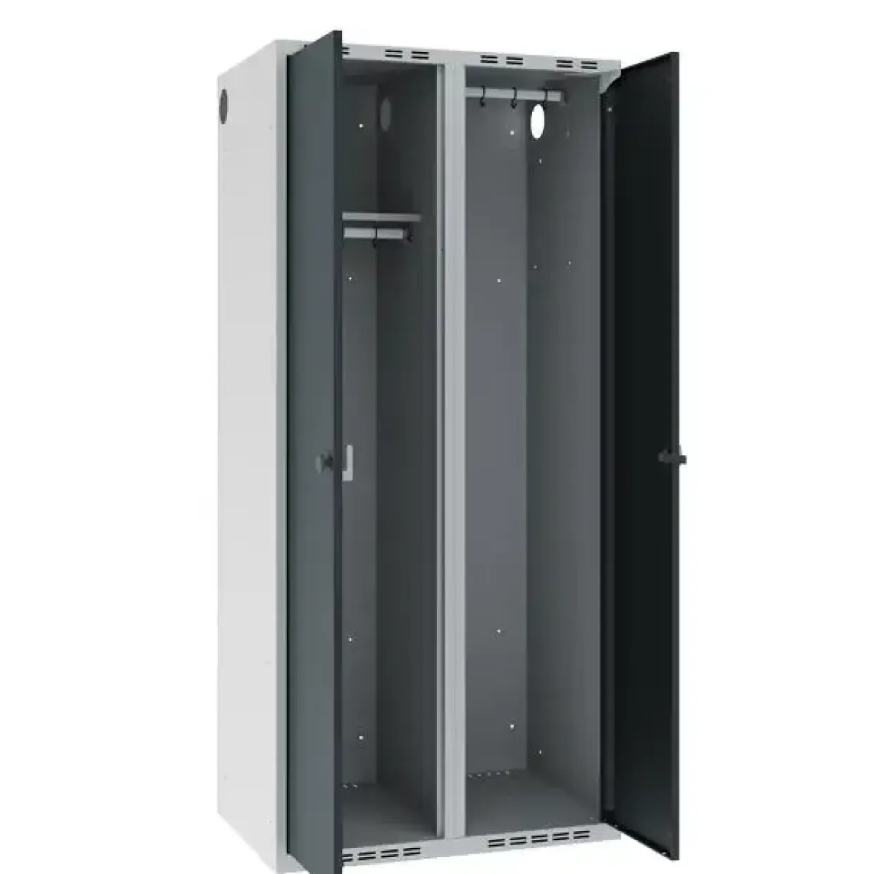 Garderobeskab POC, lige tag og antracit døre - 800 x 550 x 1752 mm