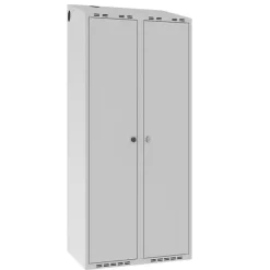 Garderobeskab POC, skråt tag og grå døre - 800 x 550 x 1752 mm