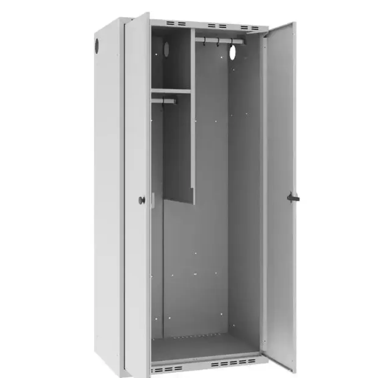 Garderobeskab POL, lige tag og grå døre - 800 x 550 x 1752 mm