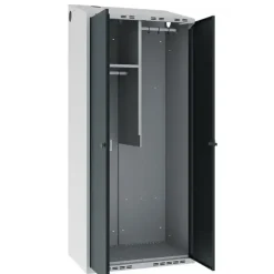 Garderobeskab POL, skråt tag og antracit døre - 800 x 550 x 1752 mm