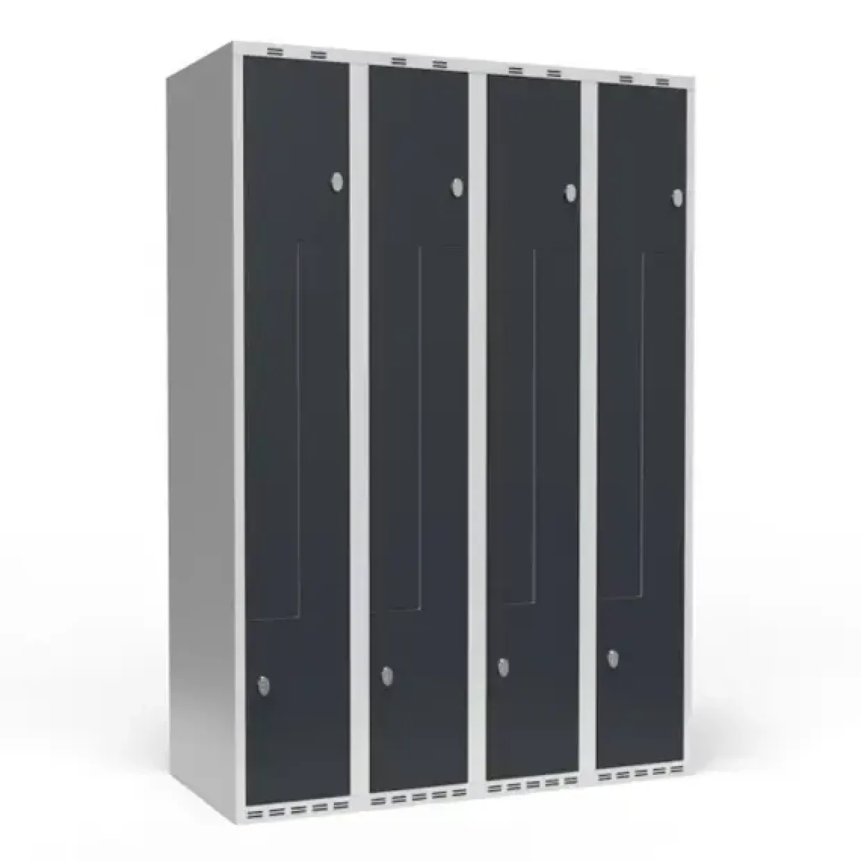 Garderobeskab 4x300 mm Lige tag 2-delt søjle Z-dør Antracit dør Greb for hængelås