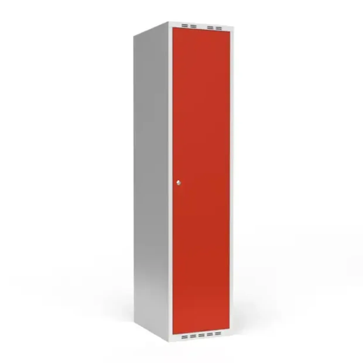 Garderobeskab - 1x400 mm - Lige tag - Rød dør - Cylinderlås - Stål