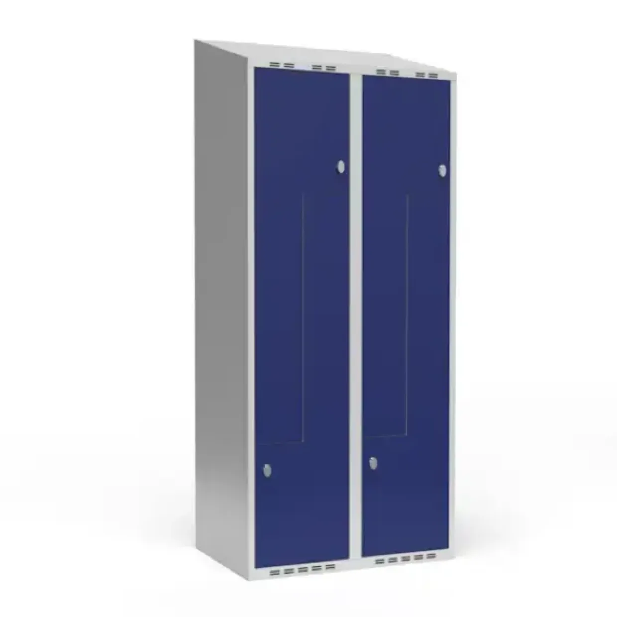 Garderobeskab 1x300 mm Skråt tag 3-delt søjle Laminat dør Nocturne wood Cylinderlås