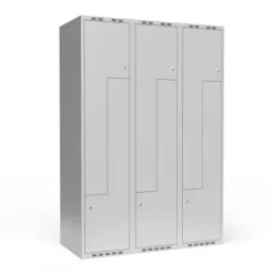 Garderobeskab - 3x400mm - Z-dør - Cylinderlås - Lys Grå - 2-delt Søjle