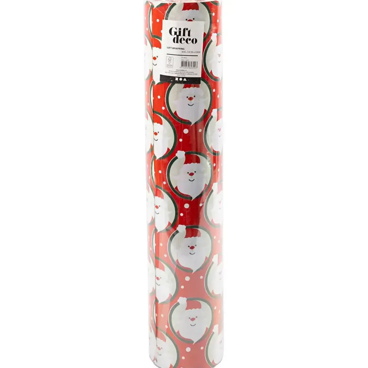 Gavepapir Julemand B: 50 cm 80 g rød 100 m pr rulle