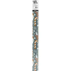 Gavepapir Julemand julegave slikstok rensdyr B: 50 cm 80 g grå 5 m pr rulle