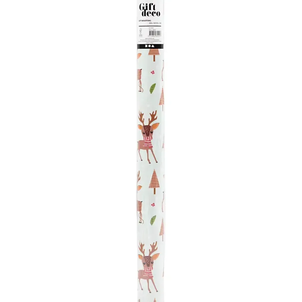 Gavepapir Rensdyr B: 50 cm 80 g isblå 5 m pr rulle