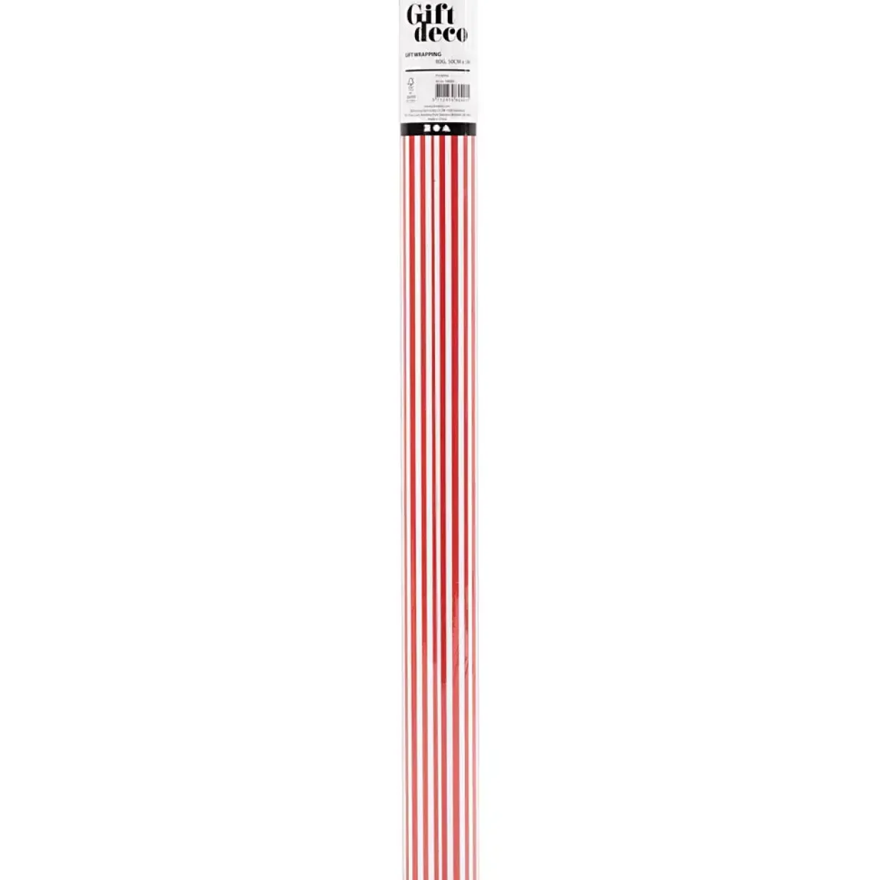 Gavepapir Striber B: 50 cm 80 g rød hvid 5 m pr rulle