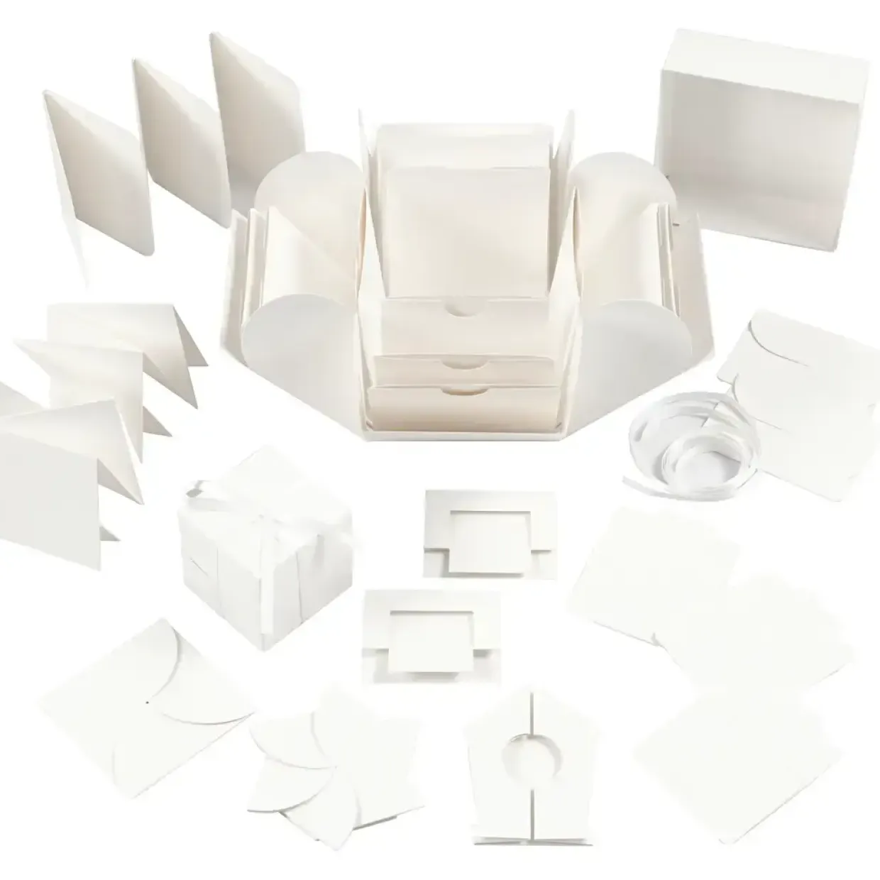 Gave æske explosion box 7x7x7,5+12x12x12cm råhvid