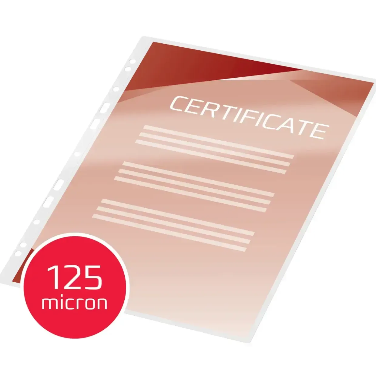 GBC Lamineringslomme m/huller klar 125my A4 (100)