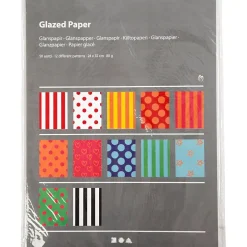 Glanspapir til julepynt - 12 designs 24x32 cm 80g - 50 ark