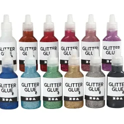 Glitterlim – ass. farver – 12×25 ml
