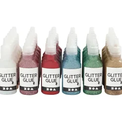 Glitterlim assorteret farver | 36 x 25 ml