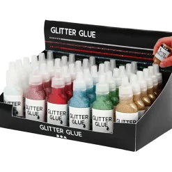 Glitterlim assorteret farver | 36 x 25 ml